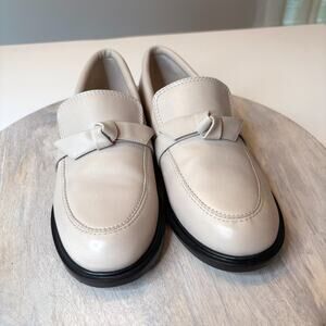 Alexandre Birman Clarita Leather Loafers Bow Detail Cream Flats EU 38 US 7.5